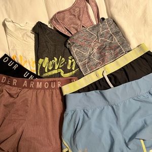 Lot of under armor women’s size medium shorts and tanks. Selling together only.